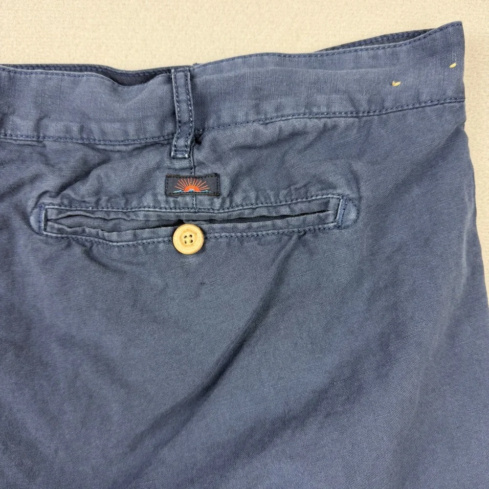 Faherty Men's 40 Malibu Chino Short Navy Blue Linen Blend Flat Front Casual